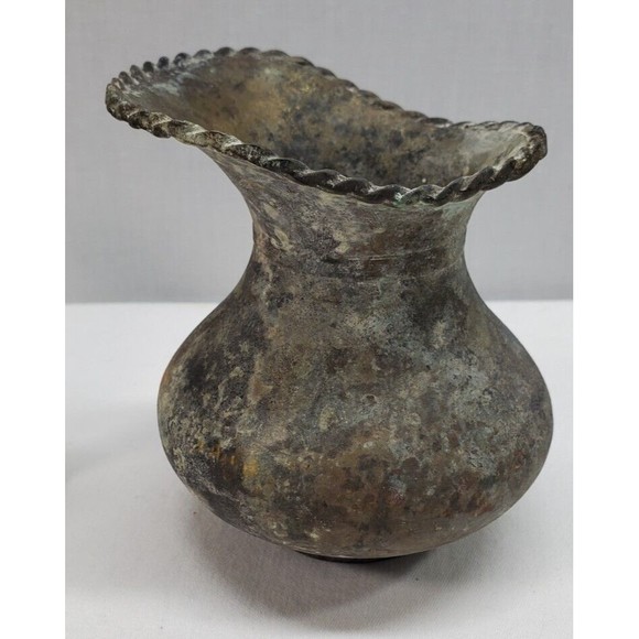 3 Metal Artifacts Brass Copper Pitcher Lotus Blossom Shaker missing top Vintage - Picture 2 of 12